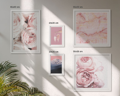 Tavelvägg med 5 tavlor Elegant accent med rosa blommor