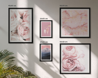Tavelvägg med 5 tavlor Elegant accent med rosa blommor