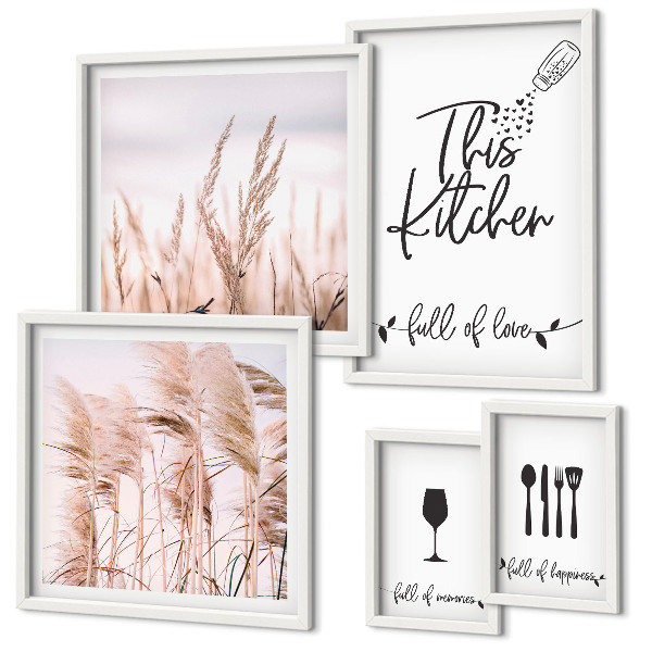 Tavelvägg med 5 tavlor Boho-kök älskar matlagning