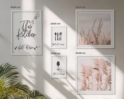 Tavelvägg med 5 tavlor boho-kök med tema för matlagning