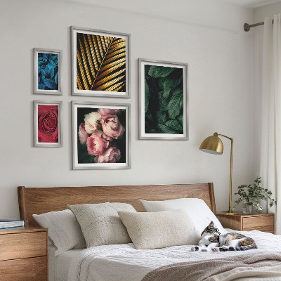 Tavelvägg med 5 tavlor Växtblommotiv
