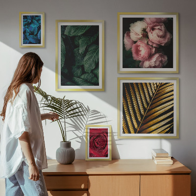 Tavelvägg med 5 tavlor Växtblommotiv