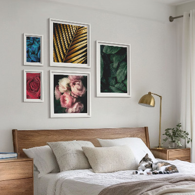 Tavelvägg med 5 tavlor Växtblommotiv