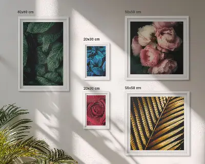 Tavelvägg med växt- och blommotiv set med 5 tavlor