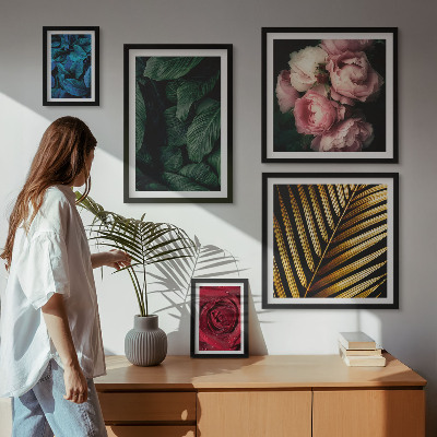 Tavelvägg med 5 tavlor Växtblommotiv