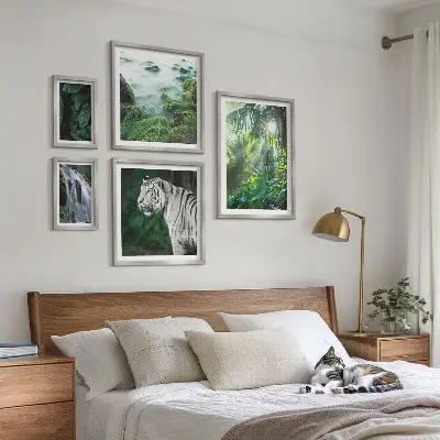 Väggdekoration tavelset med motiv av tropiska djur i naturen