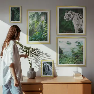 Väggdekoration tavelset med motiv av tropiska djur i naturen