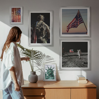Tavelvägg med 5 tavlor Amerikansk symbolik i historien