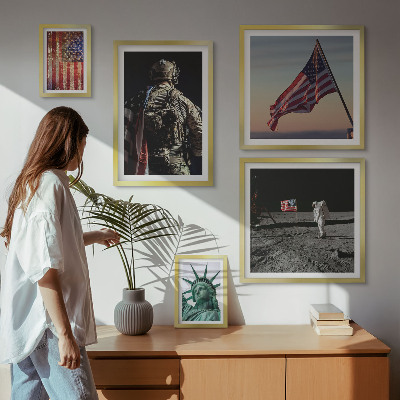 Tavelvägg med 5 tavlor Amerikansk symbolik i historien