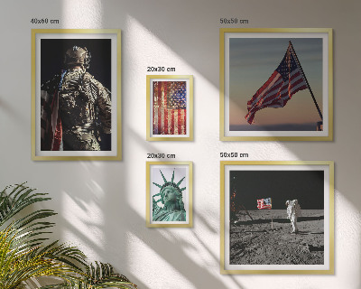 Tavelvägg med 5 tavlor Amerikansk symbolik i historien