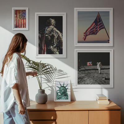 Tavelvägg med 5 tavlor Amerikansk symbolik i historien