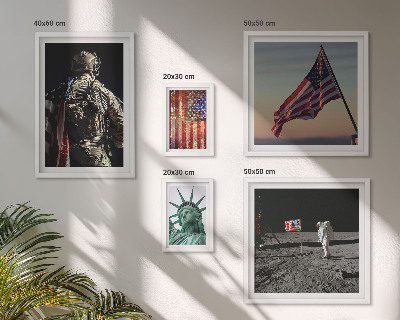 Tavelvägg med 5 tavlor Amerikansk symbolik i historien