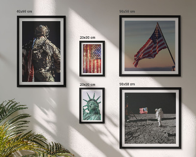 Tavelvägg med 5 tavlor Amerikansk symbolik i historien