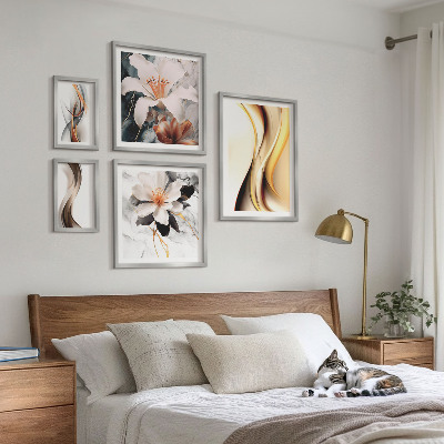 Set om 5 tavlor Snygga abstrakta blommor