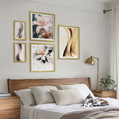Set om 5 tavlor Snygga abstrakta blommor