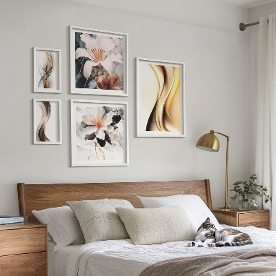 Set om 5 tavlor Snygga abstrakta blommor