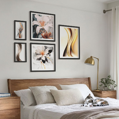 Set om 5 tavlor Snygga abstrakta blommor