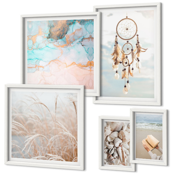 Set om 5 tavlor Boho drömmar strand natur