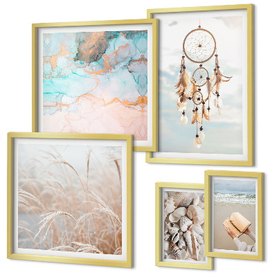 Set om 5 tavlor Boho drömmar strand natur