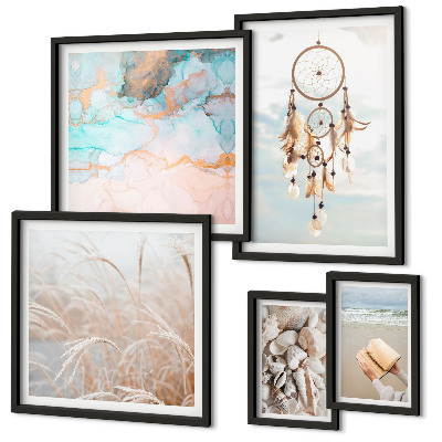 Set om 5 tavlor Boho drömmar strand natur