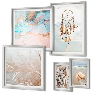 Set om 5 tavlor Boho drömmar strand natur