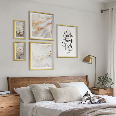 Väggdekoration tavelset Snygg marmorinredning med blommor