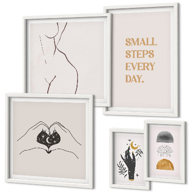 Set om 5 tavlor Motivation positivt tänkande minimalism