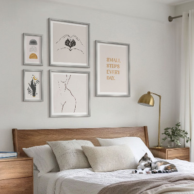 Set om 5 tavlor Motivation positivt tänkande minimalism