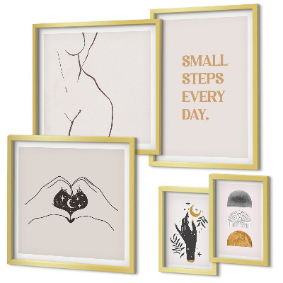 Set om 5 tavlor Motivation positivt tänkande minimalism