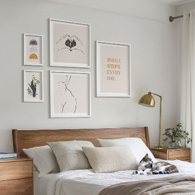 Set om 5 tavlor Motivation positivt tänkande minimalism