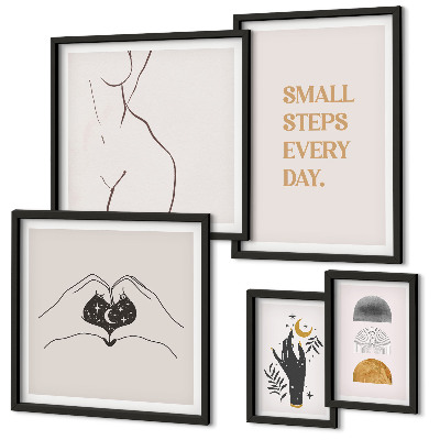 Set om 5 tavlor Motivation positivt tänkande minimalism