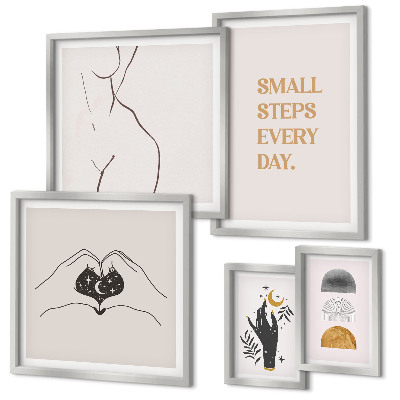 Set om 5 tavlor Motivation positivt tänkande minimalism