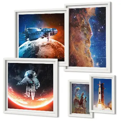 Väggdekoration tavelset med motiv av rymdresor i galaxen