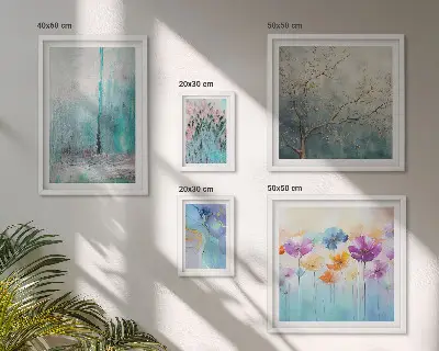 Väggdekoration tavelset med abstrakta blomlandskap
