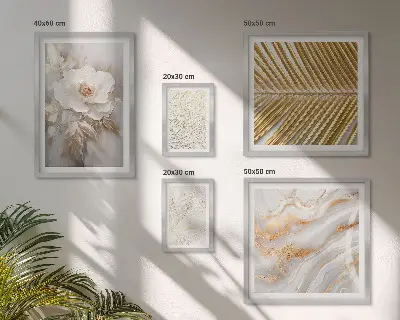Tavelvägg med 5 tavlor med snygga blommotiv