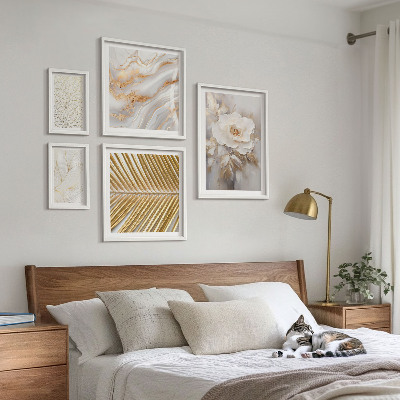 Tavelvägg med 5 tavlor Snygga blommotiv
