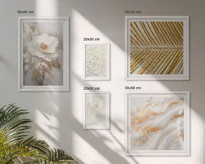 Tavelvägg med 5 tavlor med snygga blommotiv