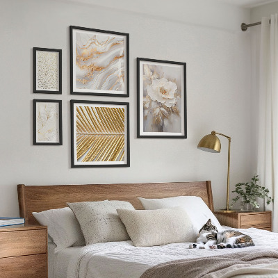 Tavelvägg med 5 tavlor Snygga blommotiv