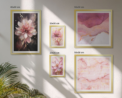 Tavelvägg med 5 tavlor Rosa blomsterarrangemang