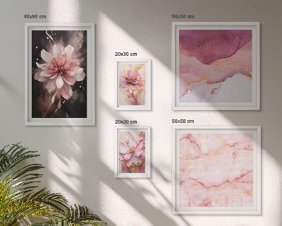 Tavelvägg med 5 tavlor Rosa blomsterarrangemang
