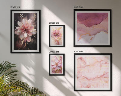 Tavelvägg med 5 tavlor Rosa blomsterarrangemang