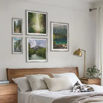Bergslandskap och skogsstigar set om 5 tavlor