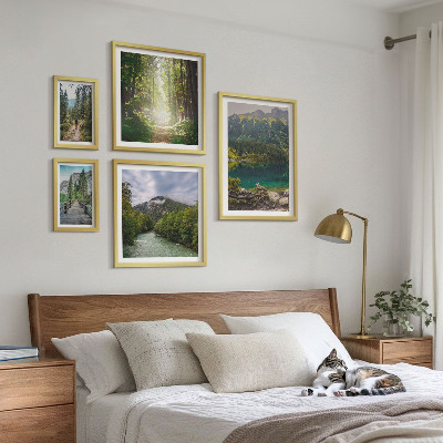 Set om 5 tavlor Bergslandskap och skogsstigar