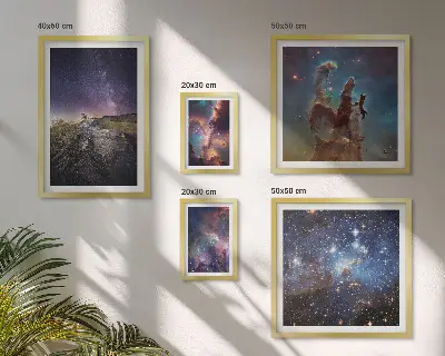 Tavelset med väggdekoration kosmiska landskap med galaxer