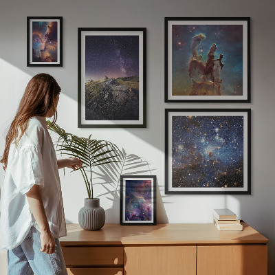 Väggdekoration tavelset Kosmiska landskap av galaxer