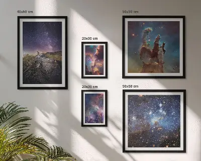 Tavelset med väggdekoration kosmiska landskap med galaxer