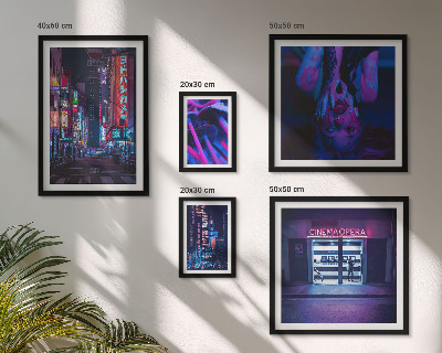 Set om 5 tavlor Neonnattstadsbilder