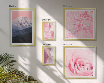 Tavelvägg med 5 tavlor Rosa landskap moderna blommor