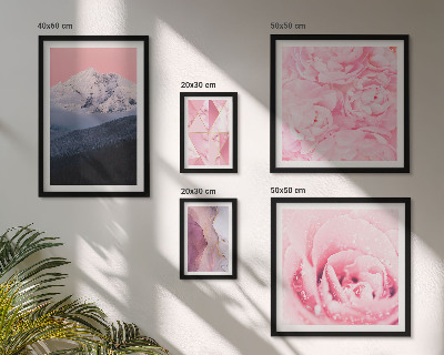 Tavelvägg med 5 tavlor Rosa landskap moderna blommor