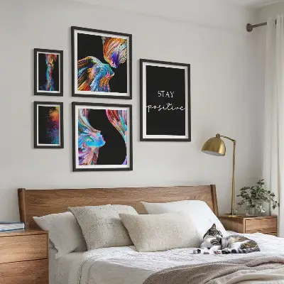 Väggdekoration tavelset med färgglada positiva abstraktioner